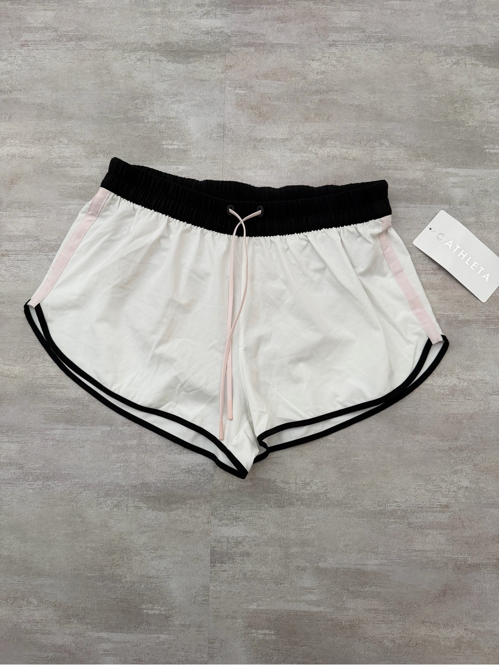 NWT | Athleta | Black White Pink Speedwork Colorblock Run Shorts - Size XS - Picture 2 of 6